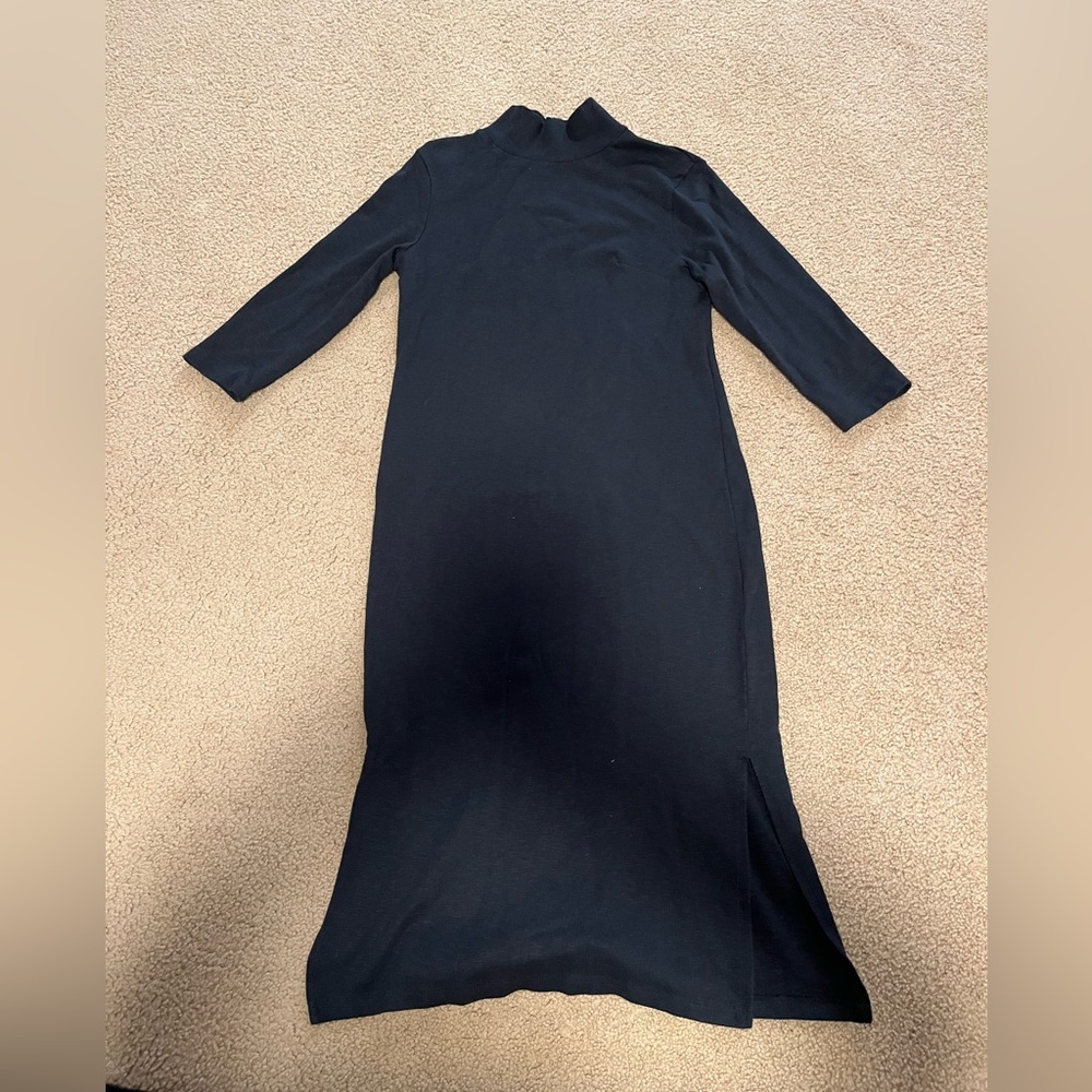 Able black sweater dress midi mock neck